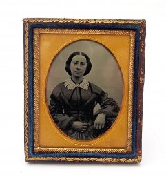 Ambrotype 9th Plate Antique Portrait c.1870`s in Half Case #9228