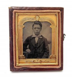 Ambrotype 9th Plate Antique Portrait c.1870`s in Half Case #9227