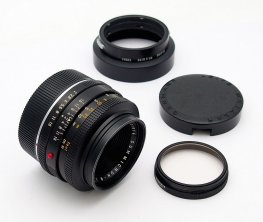 Leica R 50mm F2 Summicron-R 2-Cam, Filter, Caps & Hood #10106