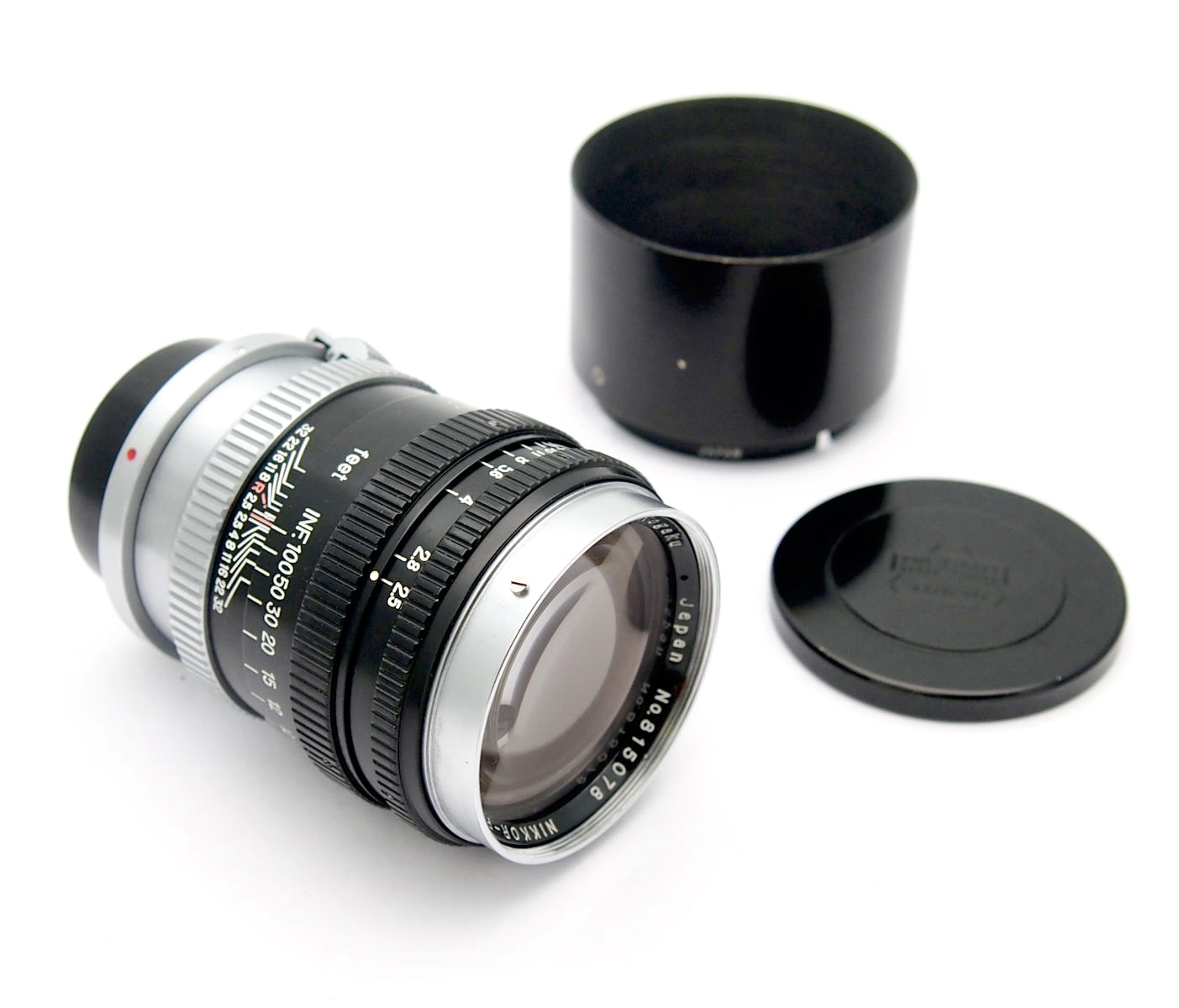 Nikon 10.5cm F2.5 Nikkor-P.C Rangefinder Lens + Hood #11058