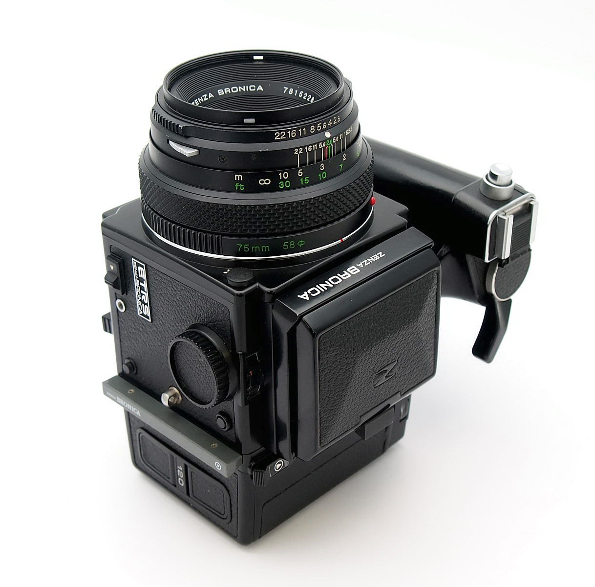 Bronica ETRS with 75mm F2.8, WLF, 120 Back & Speedgrip #9896