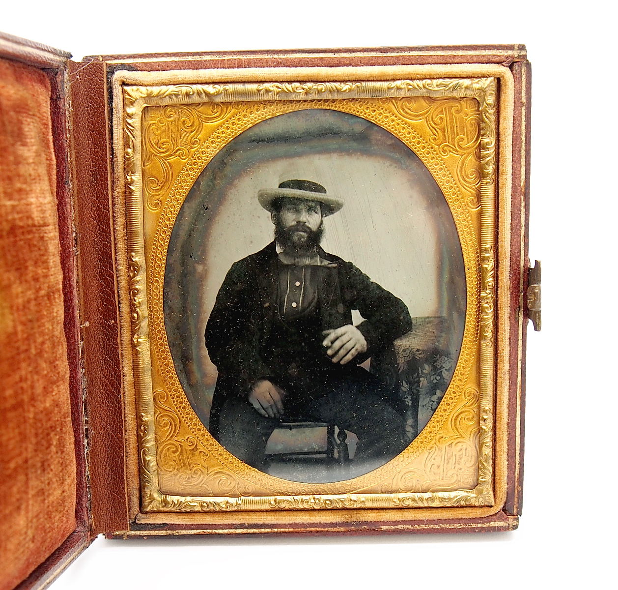Ambrotype 6th Plate Antique Portrait c.1870`s in Case #9170