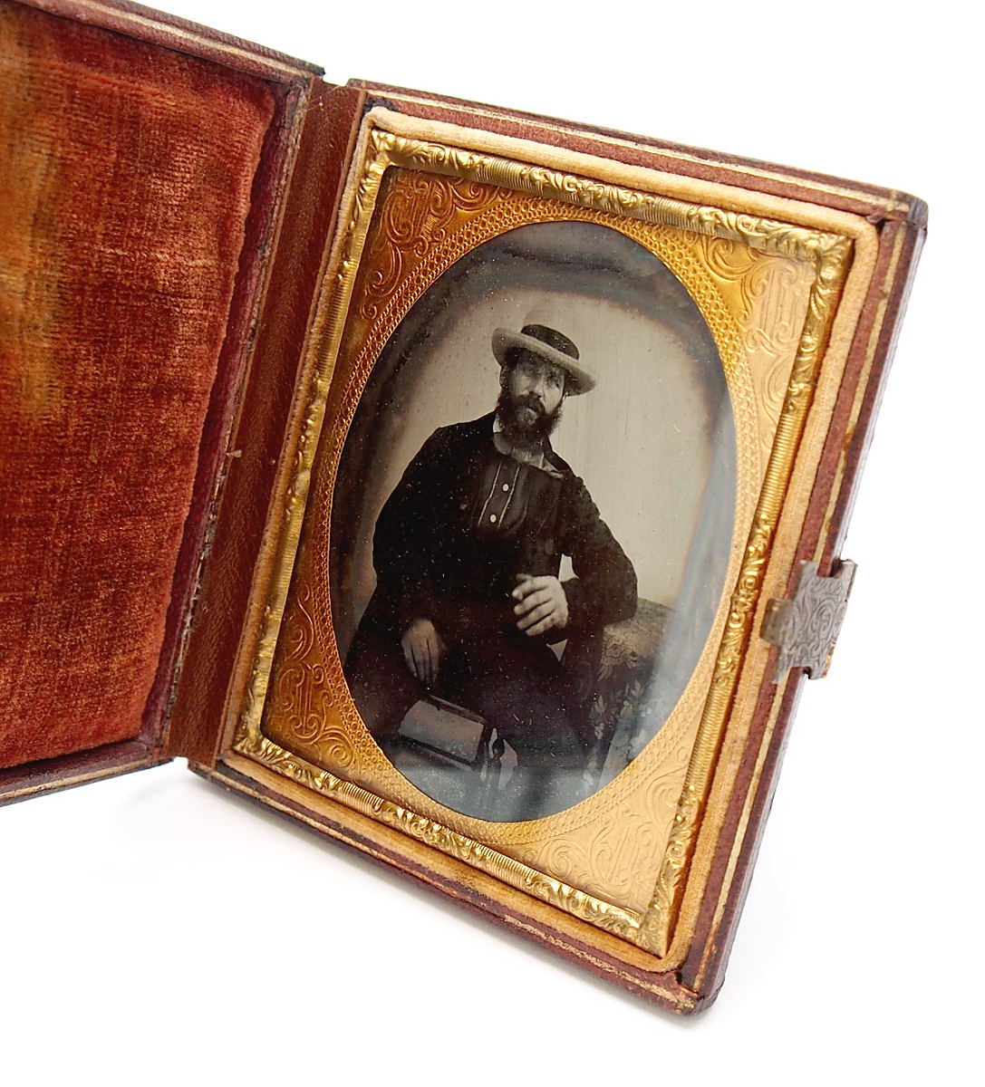 Ambrotype 6th Plate Antique Portrait c.1870`s in Case #9170
