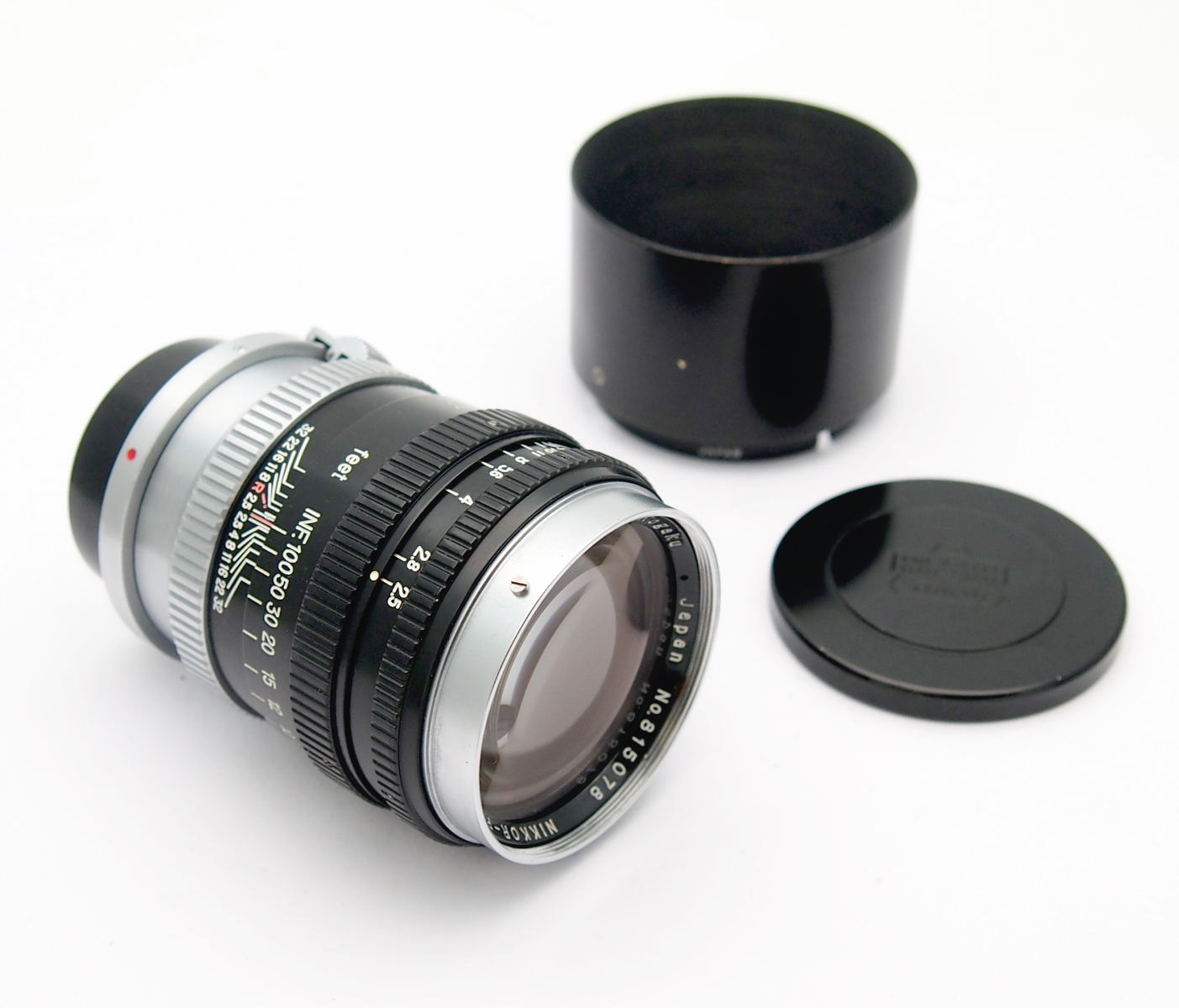 Nikon 10.5cm F2.5 Nikkor-P.C Rangefinder Lens + Hood #11058