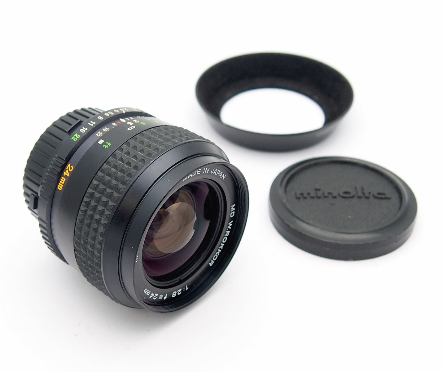 Minolta MD 24mm F2.8 Wide Angle Lens with Hood #10979